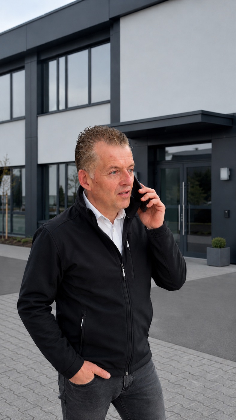 Inhaber Bülent Oglu bei der Objektbegehung, CH-Clean Gebäudedienste Bonn
